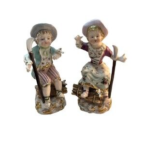 Vintage Handpainted Ardalt Lenwile China Boy and Girl Figurines